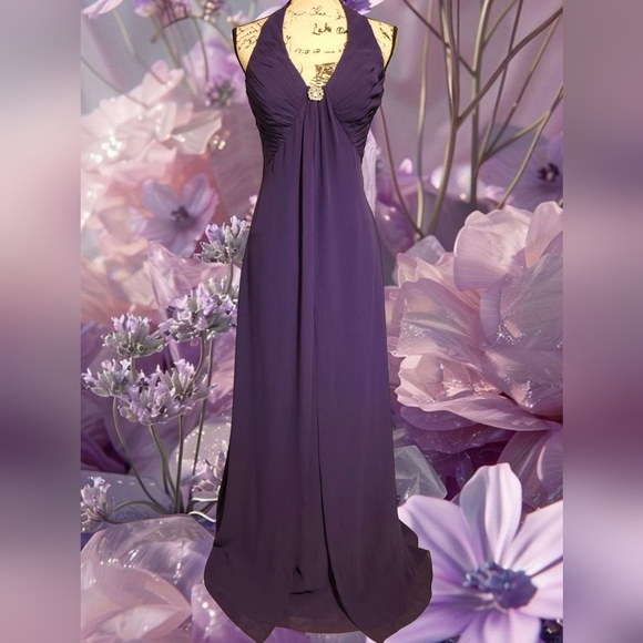 Pretty Maids Purple Halter Gown - Picture 1 of 8
